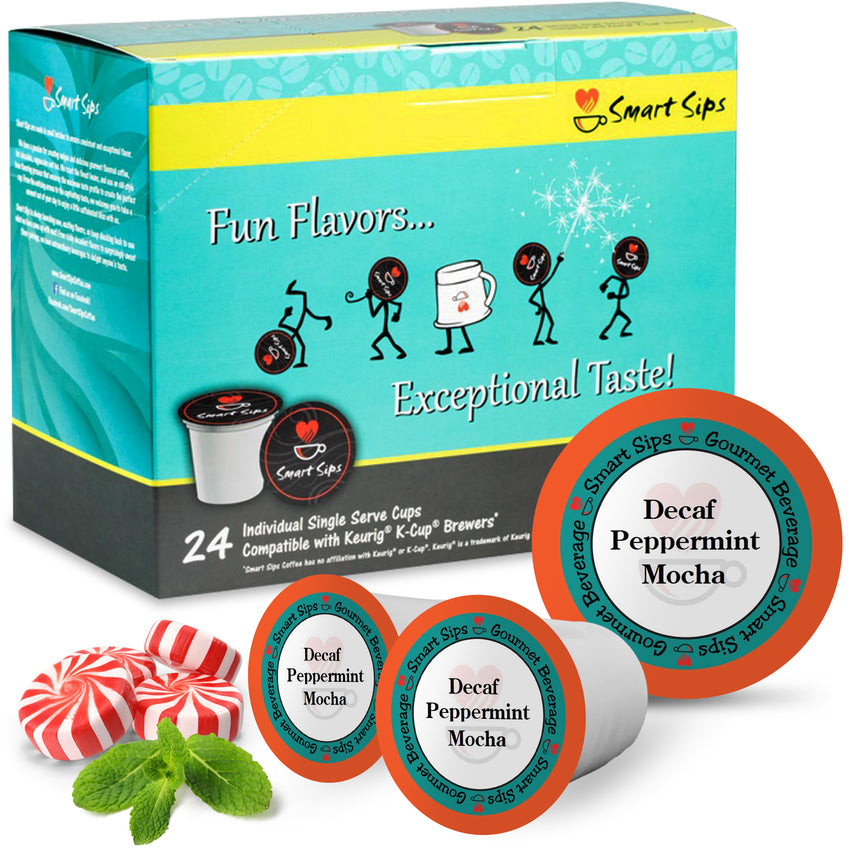 decaf peppermint mocha flavored coffee for keurig k-cup brewers