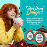 decaf chocolate cherry cordial flavored coffee for keurig k-cup brewers