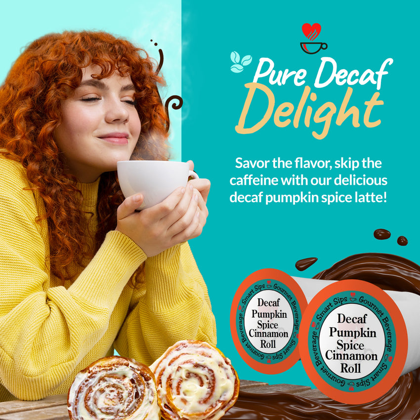 decaf pumpkin spice cinnamon roll flavored coffee for keurig k-cup brewers