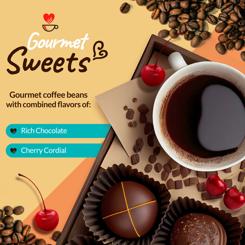 decaf chocolate cherry cordial flavored coffee for keurig k-cup brewers