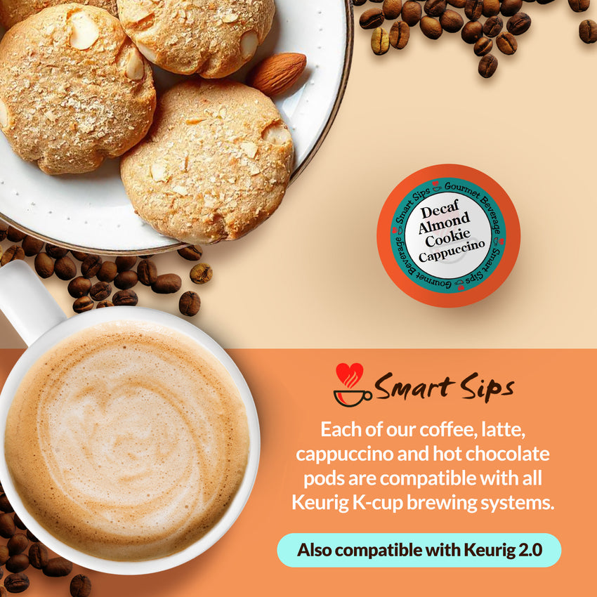 decaf almond cookie cappuccino for keurig k-cup brewers