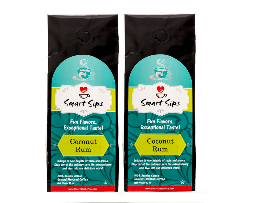 Coconut Rum, Medium Roast, Flavored Ground Gourmet Arabica Coffee